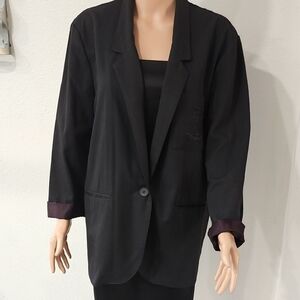 David Benjamin Vintage Black Embroidered Crest Blazer M Made in USA